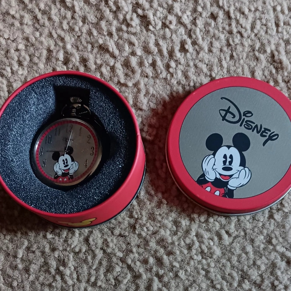 Disney Pocket Watch In Original Tin